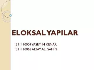 eloksal yapilar
