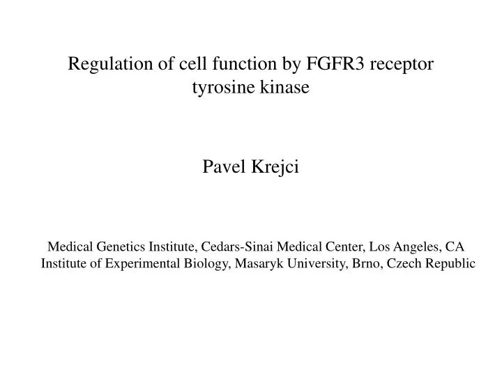 regulation of cell function by fgfr3 receptor tyrosine kinase