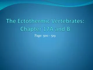 The Ectothermic Vertebrates: Chapter 17A and B