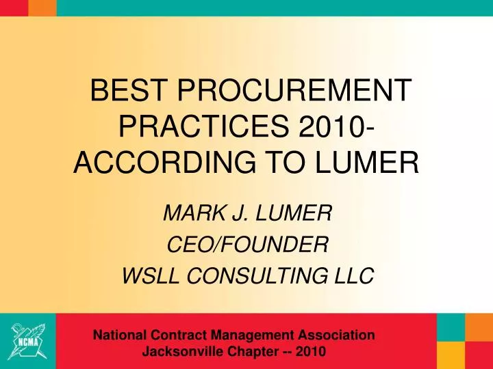 best procurement practices 2010 according to lumer