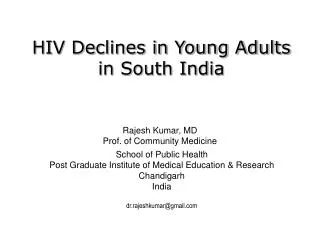 HIV Declines in Young Adults in South India