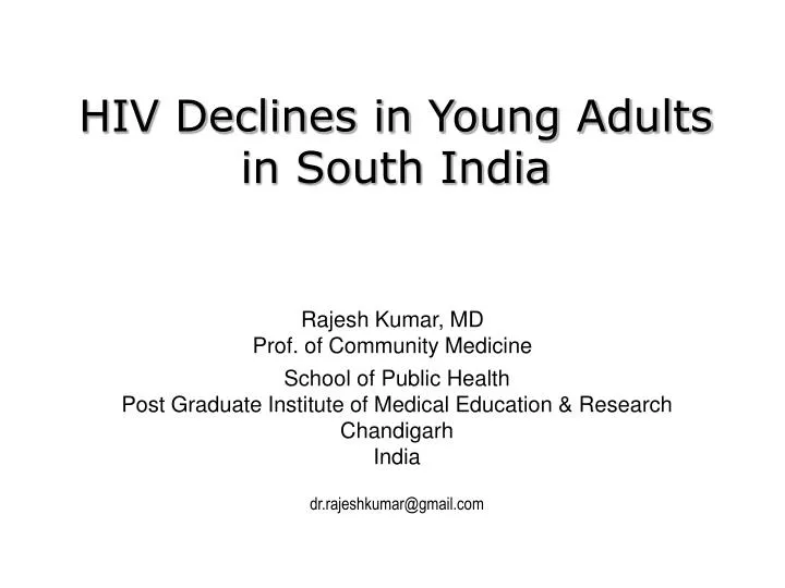 hiv declines in young adults in south india