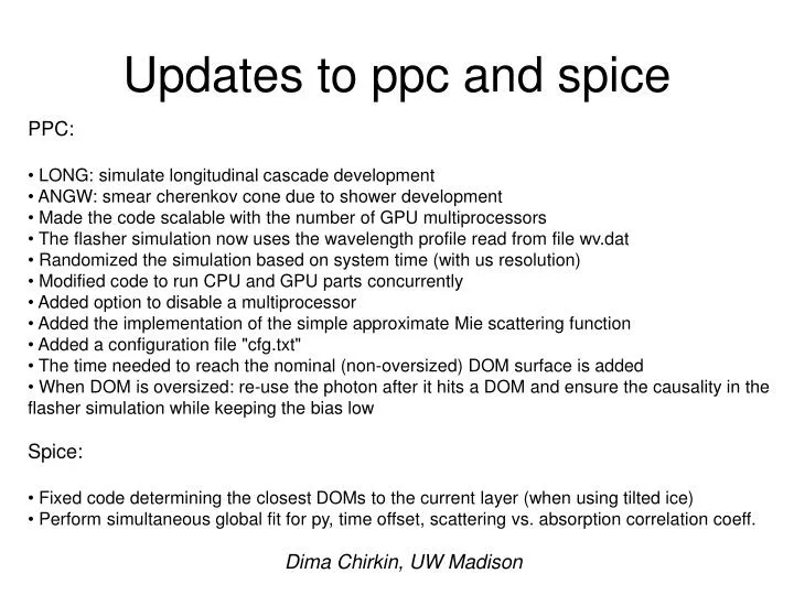 updates to ppc and spice