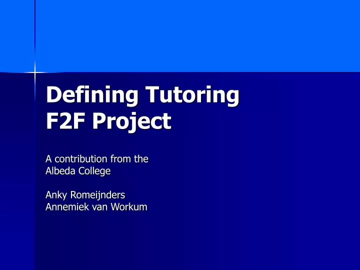 defining tutoring f2f project