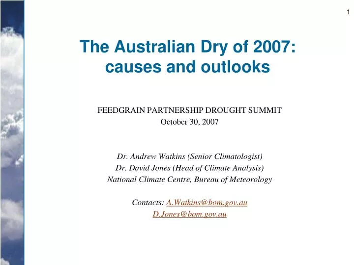 the australian dry of 2007 causes and outlooks