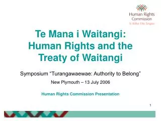 Te Mana i Waitangi: Human Rights and the Treaty of Waitangi