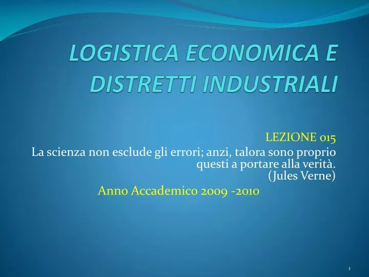 logistica economica e distretti industriali