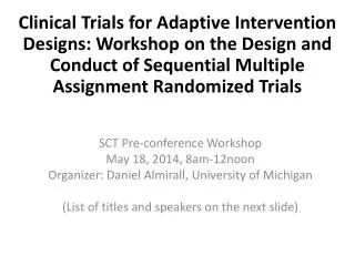 SCT Pre-conference Workshop May 18, 2014, 8am-12noon