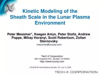 Kinetic Modeling of the Sheath Scale in the Lunar Plasma Environment