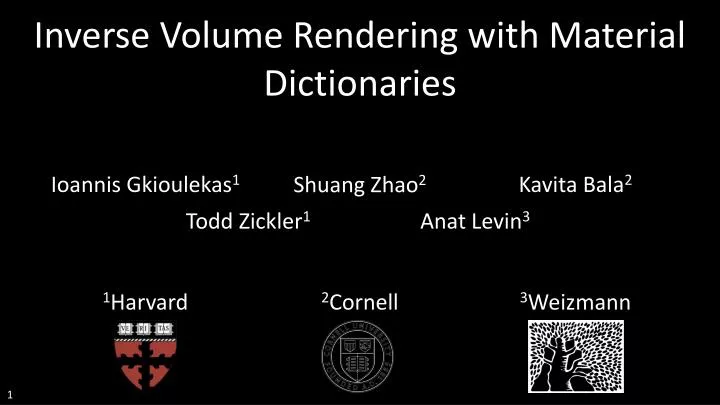 inverse volume rendering with material dictionaries