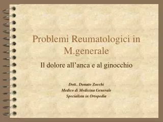 problemi reumatologici in m generale