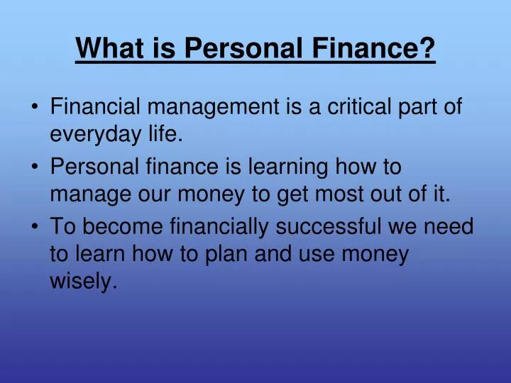 what is personal finance