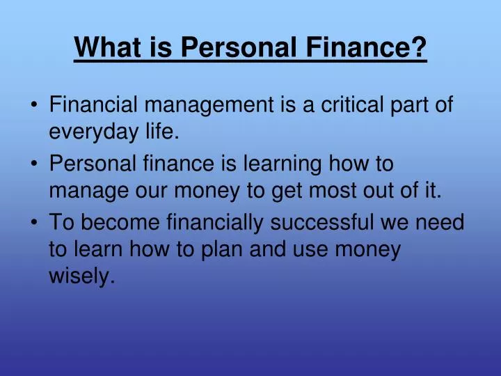 What Is Personal Financial