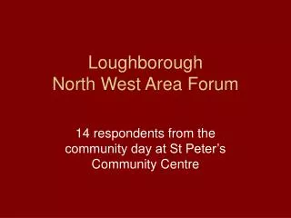 Loughborough North West Area Forum