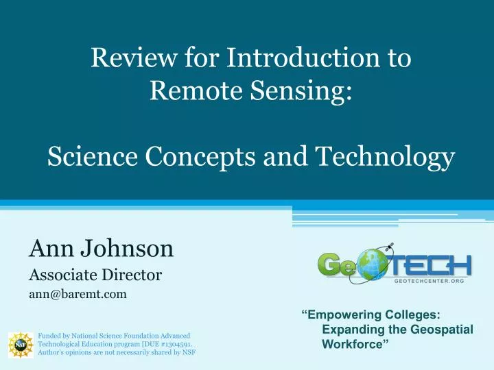 review for introduction to remote sensing science concepts and technology