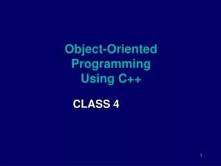 Object-Oriented Programming Using C++