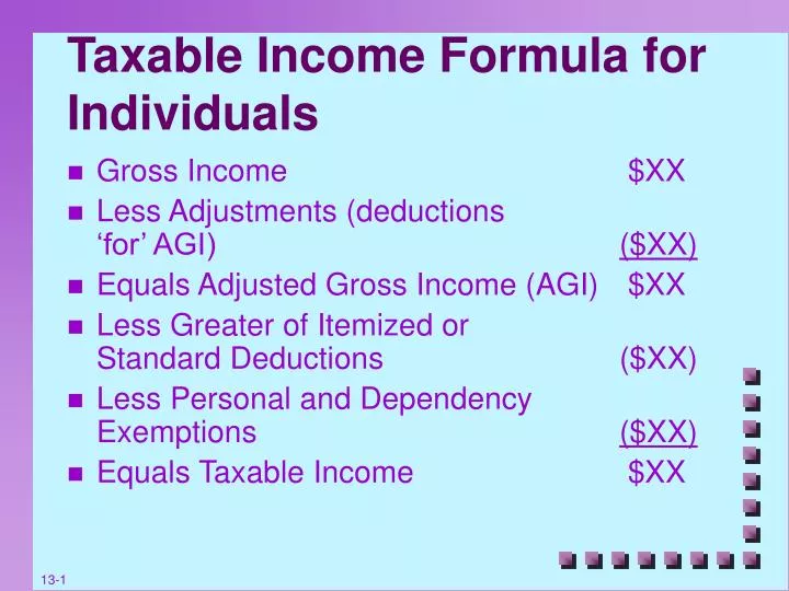 taxable income formula for individuals