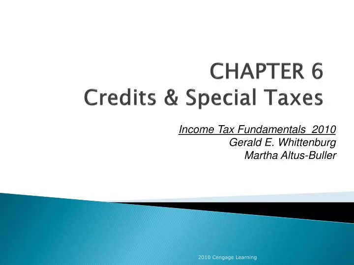 chapter 6 credits special taxes