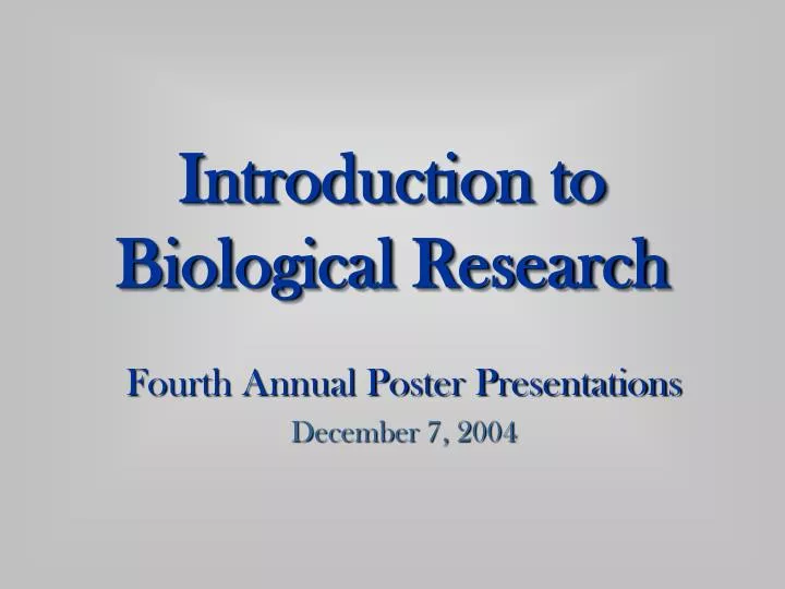 introduction to biological research
