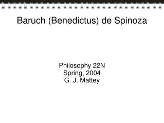 Baruch (Benedictus) de Spinoza