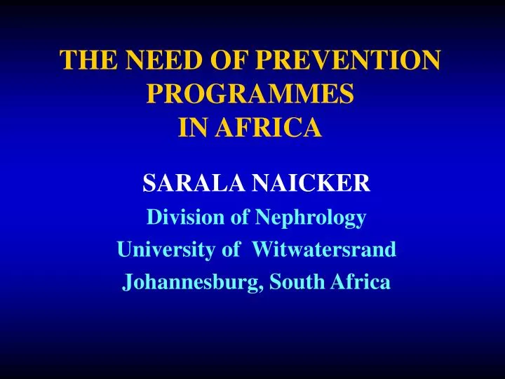 the need of prevention programmes in africa