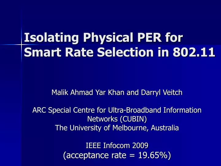 isolating physical per for smart rate selection in 802 11