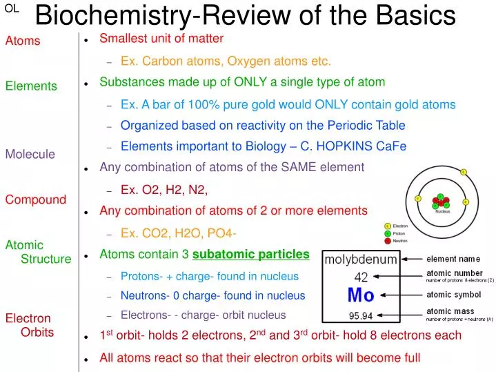 biochemistry review of the basics