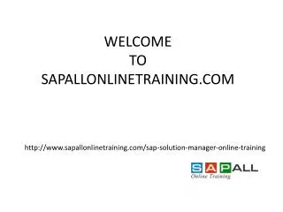 SAP Solution Manager Online Training