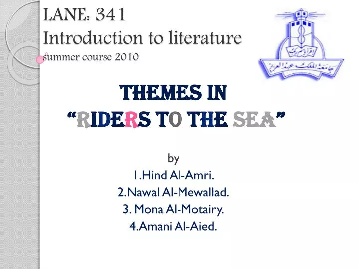 lane 341 introduction to literature summer course 2010