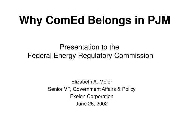 presentation to the federal energy regulatory commission