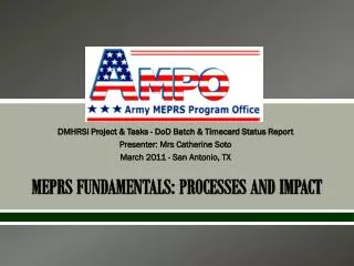 MEPRS FUNDAMENTALS: PROCESSES AND IMPACT