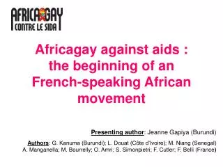 Africagay against aids : the beginning of an French-speaking African movement