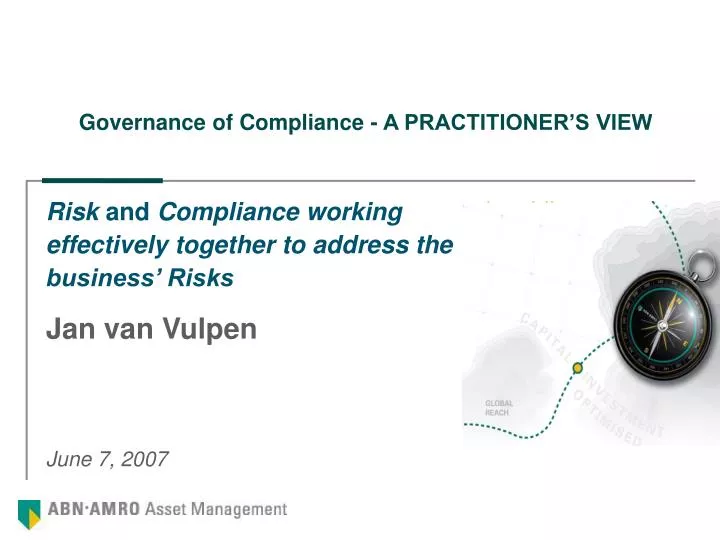 governance of compliance a practitioner s view