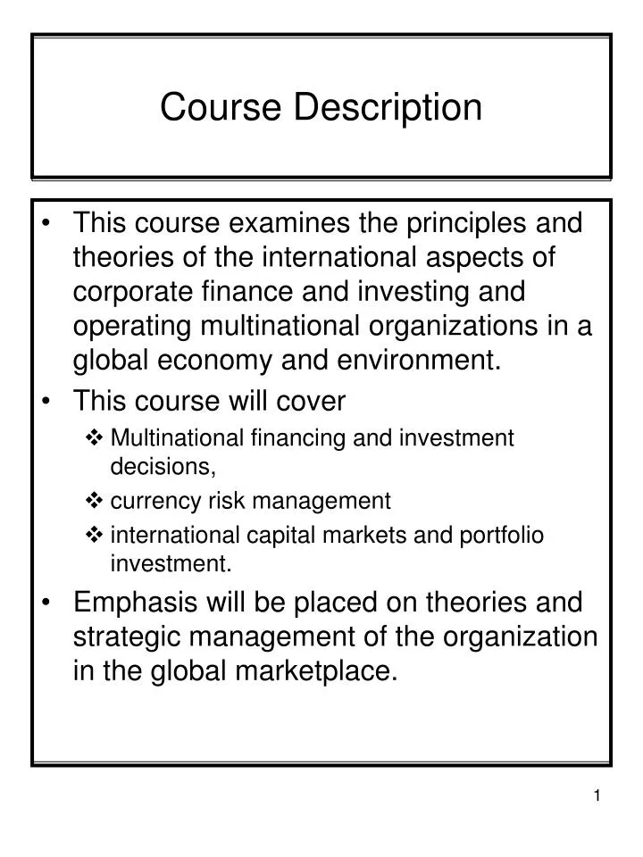 course description