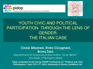 YOUTH CIVIC AND POLITICAL PARTICIPATION THROUGH THE LENS OF GENDER: THE ITALIAN CASE