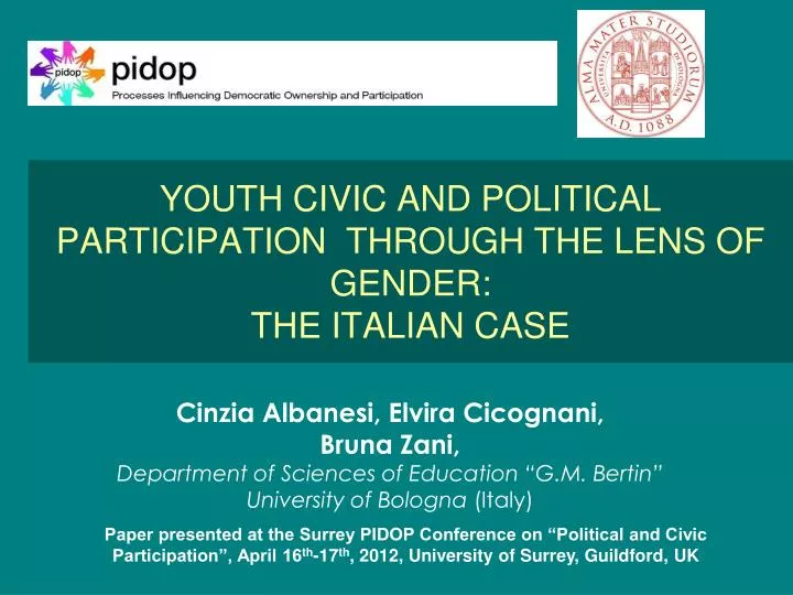 youth civic and political participation through the lens of gender the italian case