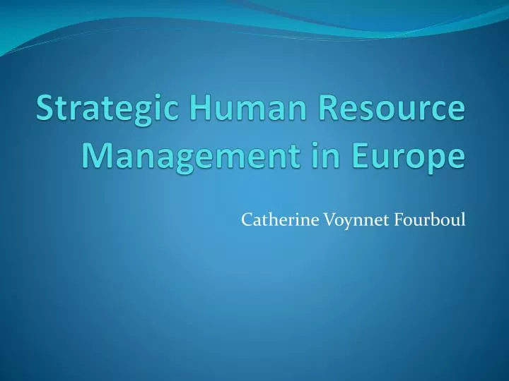 strategic human resource management in europe