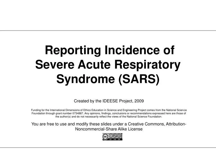 reporting incidence of severe acute respiratory syndrome sars