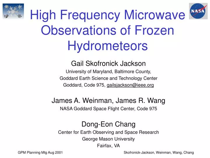 high frequency microwave observations of frozen hydrometeors
