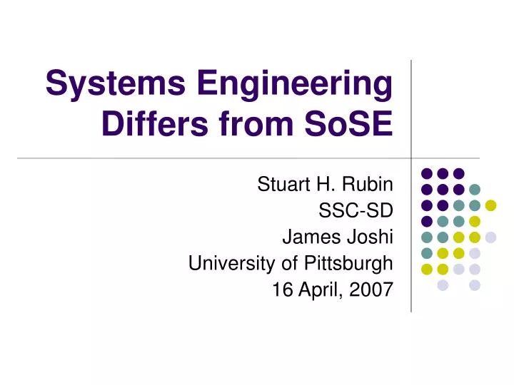 systems engineering differs from sose