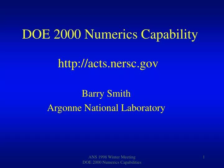 doe 2000 numerics capability