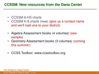 CCSSM: New resources from the Dana Center