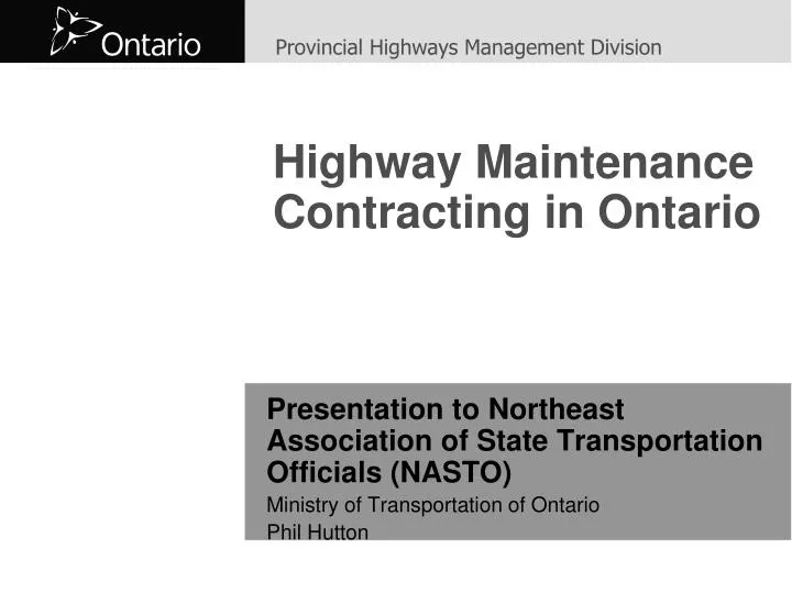 highway maintenance contracting in ontario