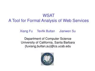 WSAT A Tool for Formal Analysis of Web Services