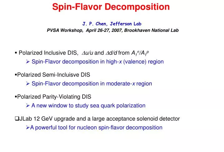 spin flavor decomposition