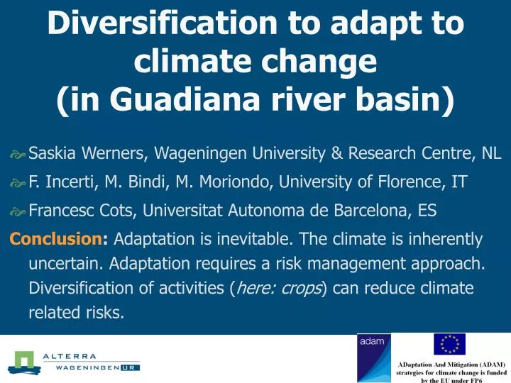 diversification to adapt to climate change in guadiana river basin