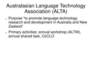 Australasian Language Technology Association (ALTA)