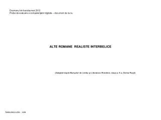 alte romane realiste interbelice
