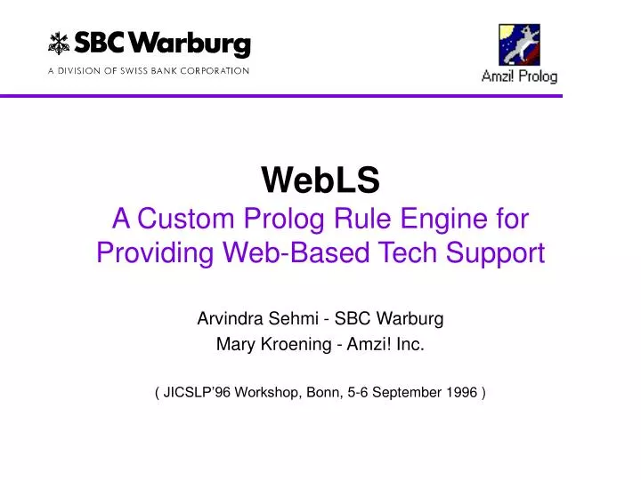 webls a custom prolog rule engine for providing web based tech support