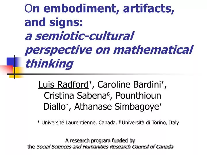 o n embodiment artifacts and signs a semiotic cultural perspective on mathematical thinking